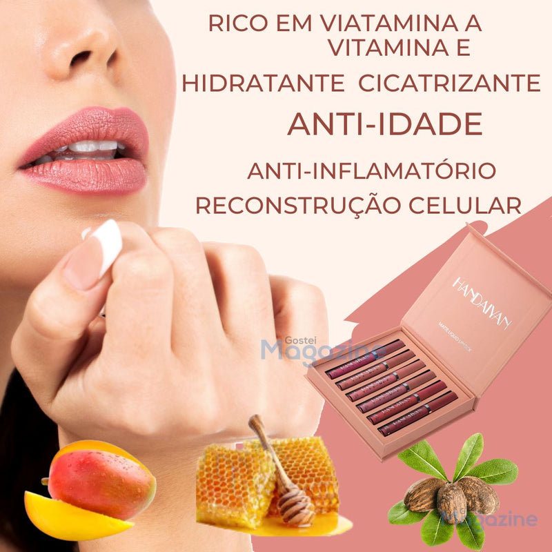 Batom Anti-Idade MATTE Longa Duração Handaiyan - Compre 3 Leve 6 / Oferta válida Apenas Hoje