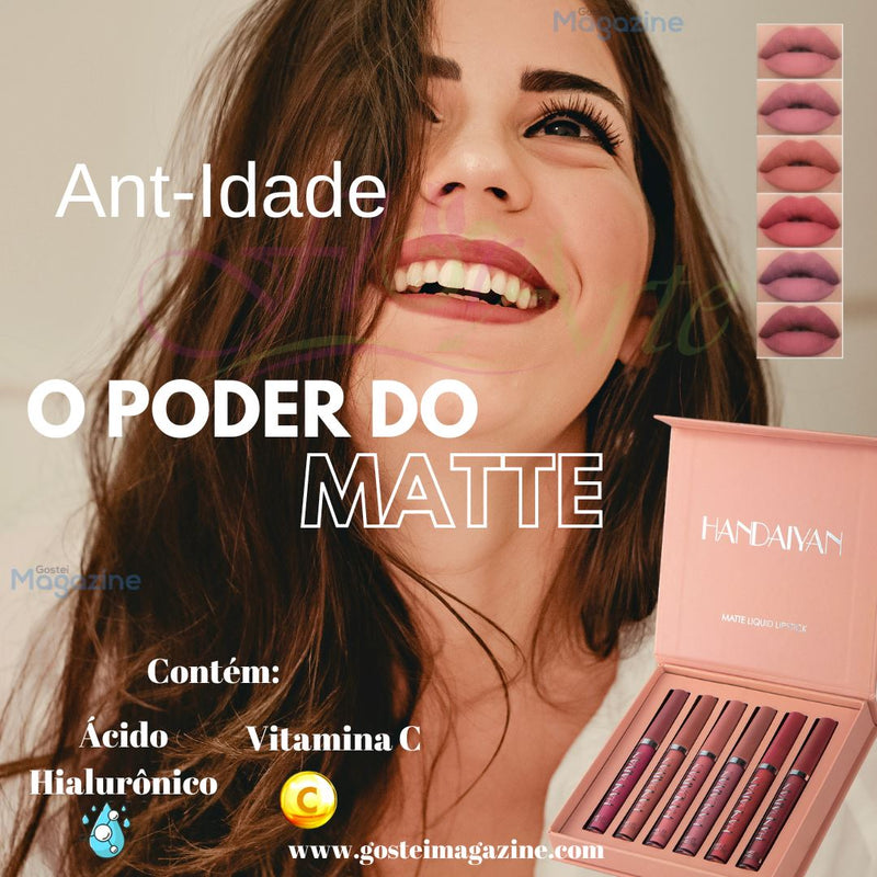 Batom Anti-Idade MATTE Longa Duração Handaiyan - Compre 3 Leve 6 / Oferta válida Apenas Hoje